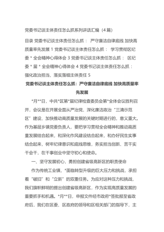 党委书记谈主体责任怎么抓系列讲话汇编