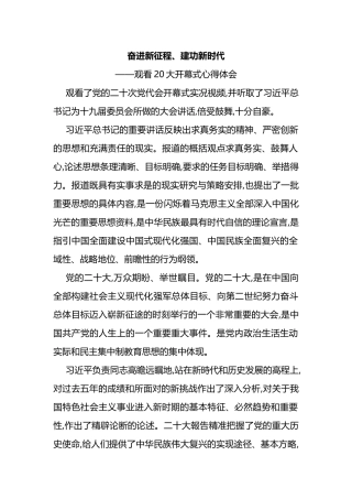 观看党的二十大报告开幕式心得体会