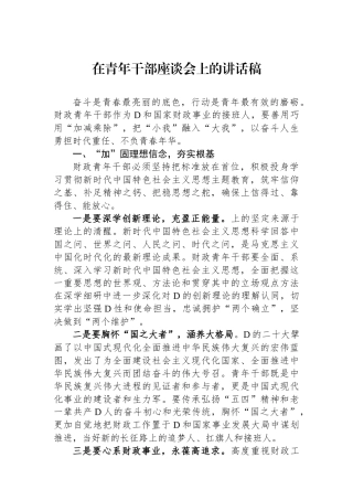 在青年干部座谈会上的讲话稿