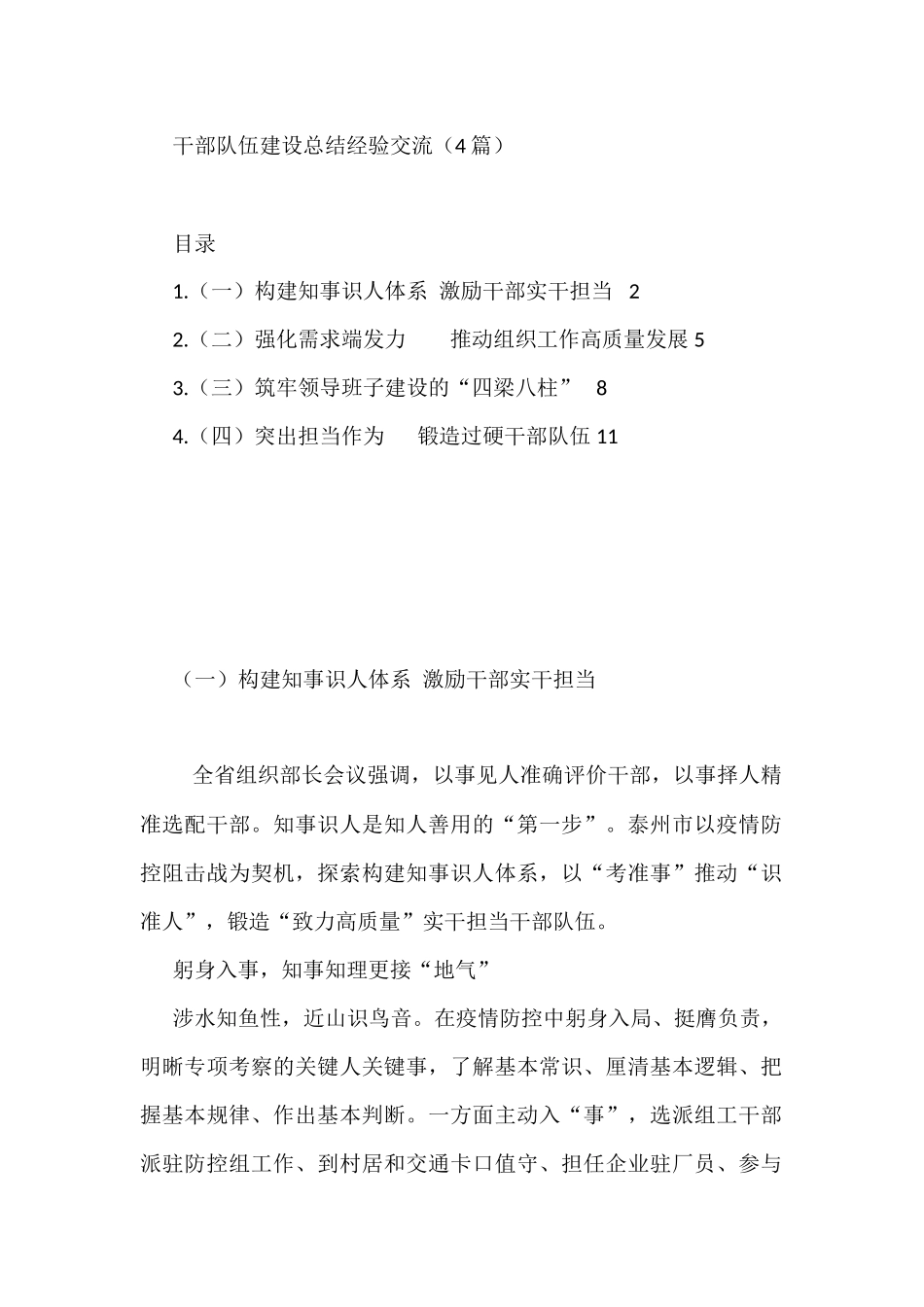 干部队伍建设总结经验交流（4篇）_第1页