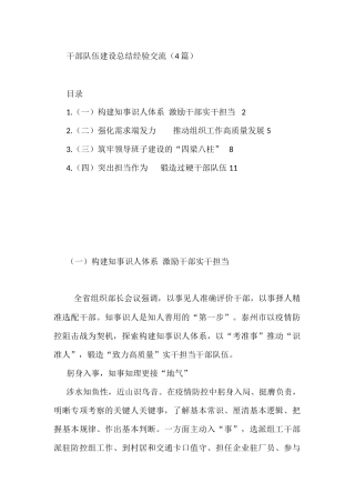 干部队伍建设总结经验交流（4篇）