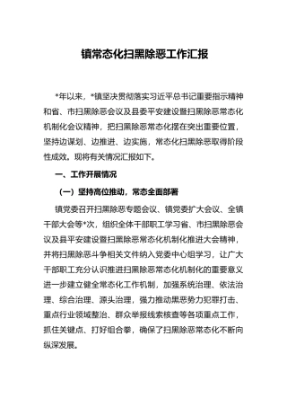 镇常态化扫黑除恶工作汇报