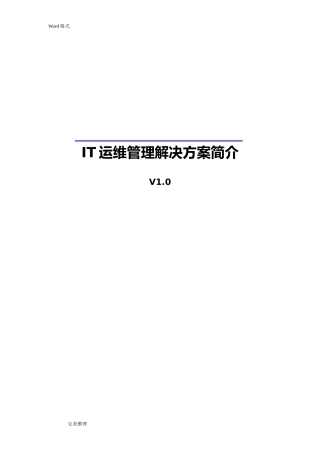 2024年IT运维管理项目解决方案