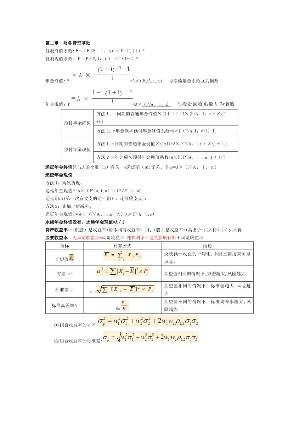 2024年中级财务管理公式_第1页