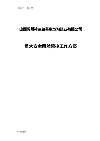 2024年重大安全风险管控工作方案