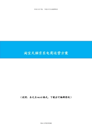 2024年最新淘宝天猫京东电商运营方案