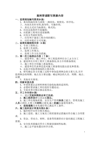 2024年监理案例必背内容
