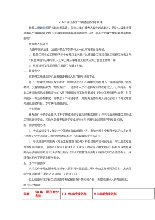 2024年江苏省二级建造师报考条件