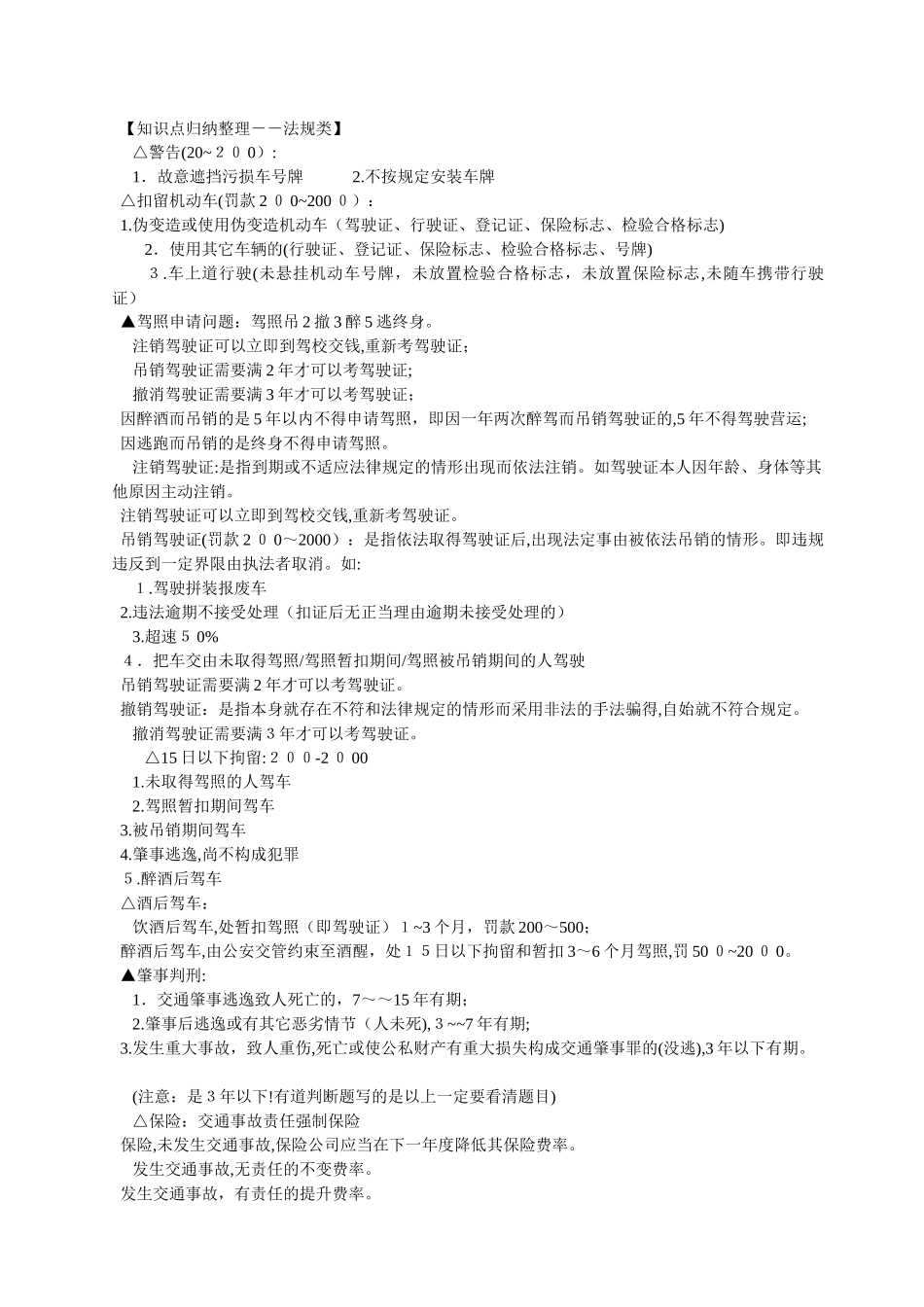 2024年交规知识点归纳整理_第1页