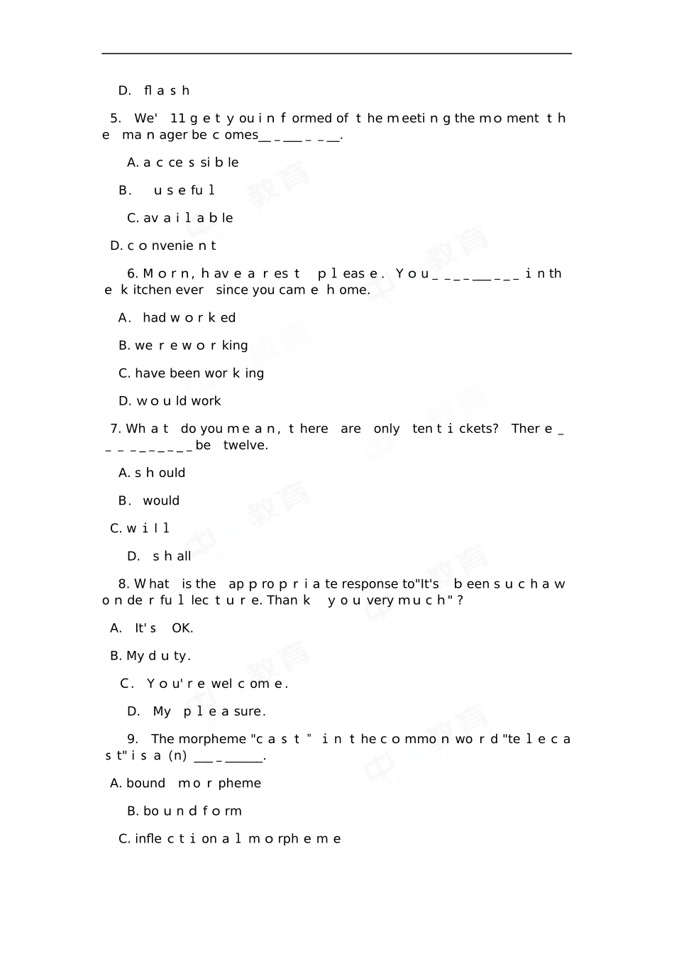 2024年教师资格英语学科知识与能力初中预测卷_第2页