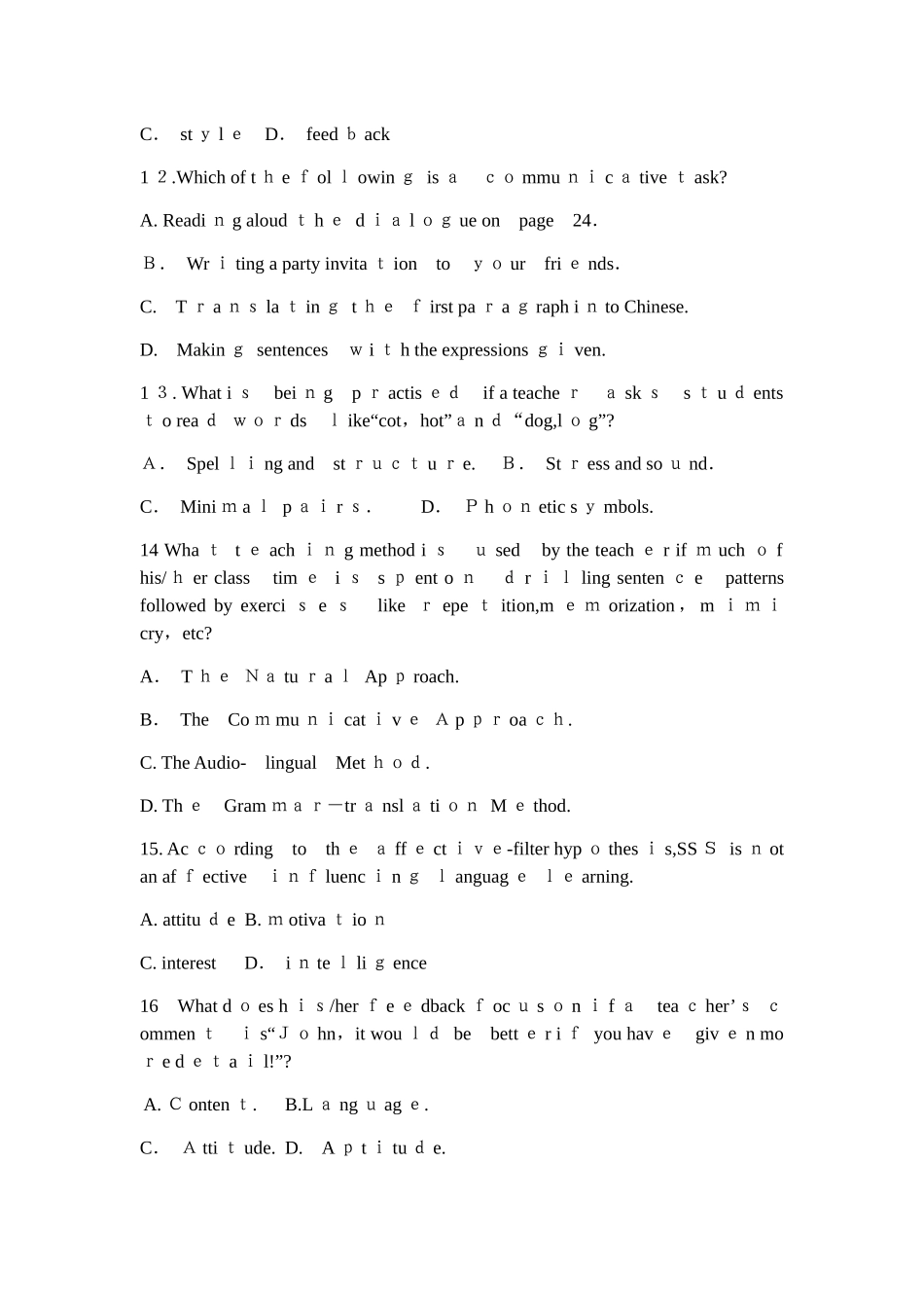 2024年教师资格证考试下高中英语模拟真题_第3页