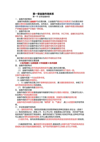 2024年金融基本知识考点总结归纳