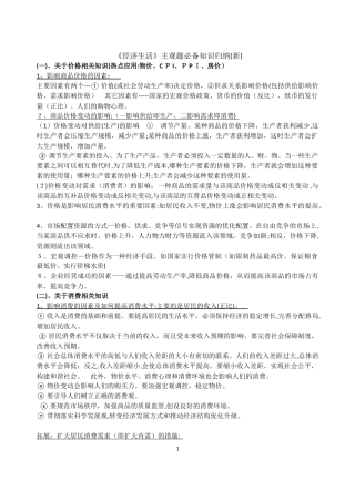 2024年经济生活必背知识