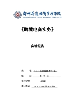 2024年跨境电商实验报告