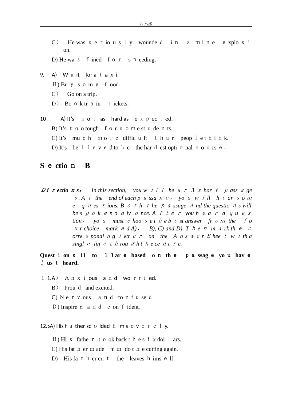 2024年历年大学英语四级模拟真题_第3页