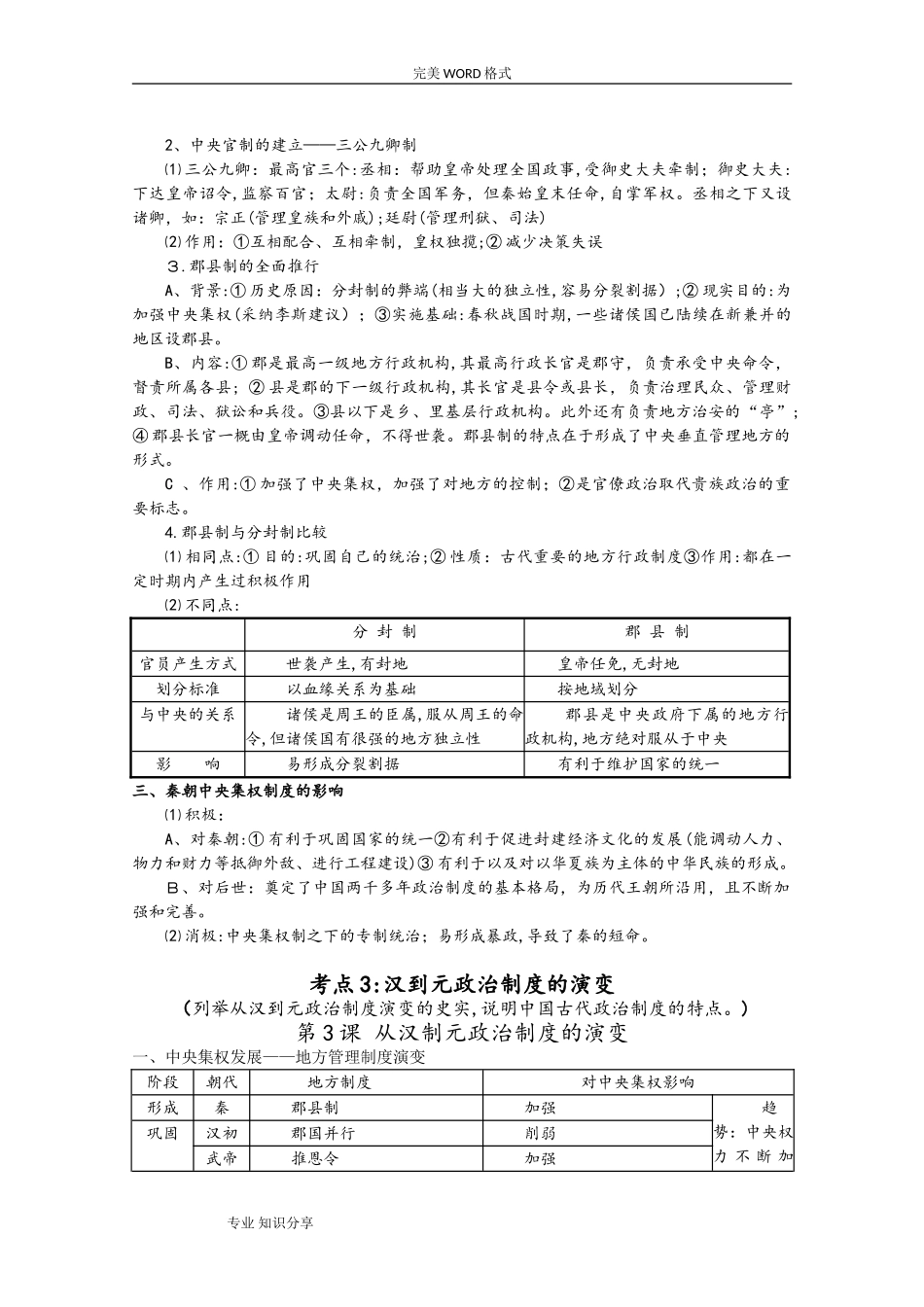 2024年历史必修一岳麓版知识点归纳总结_第3页