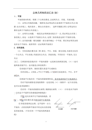 2024年立体几何复习知识点汇总