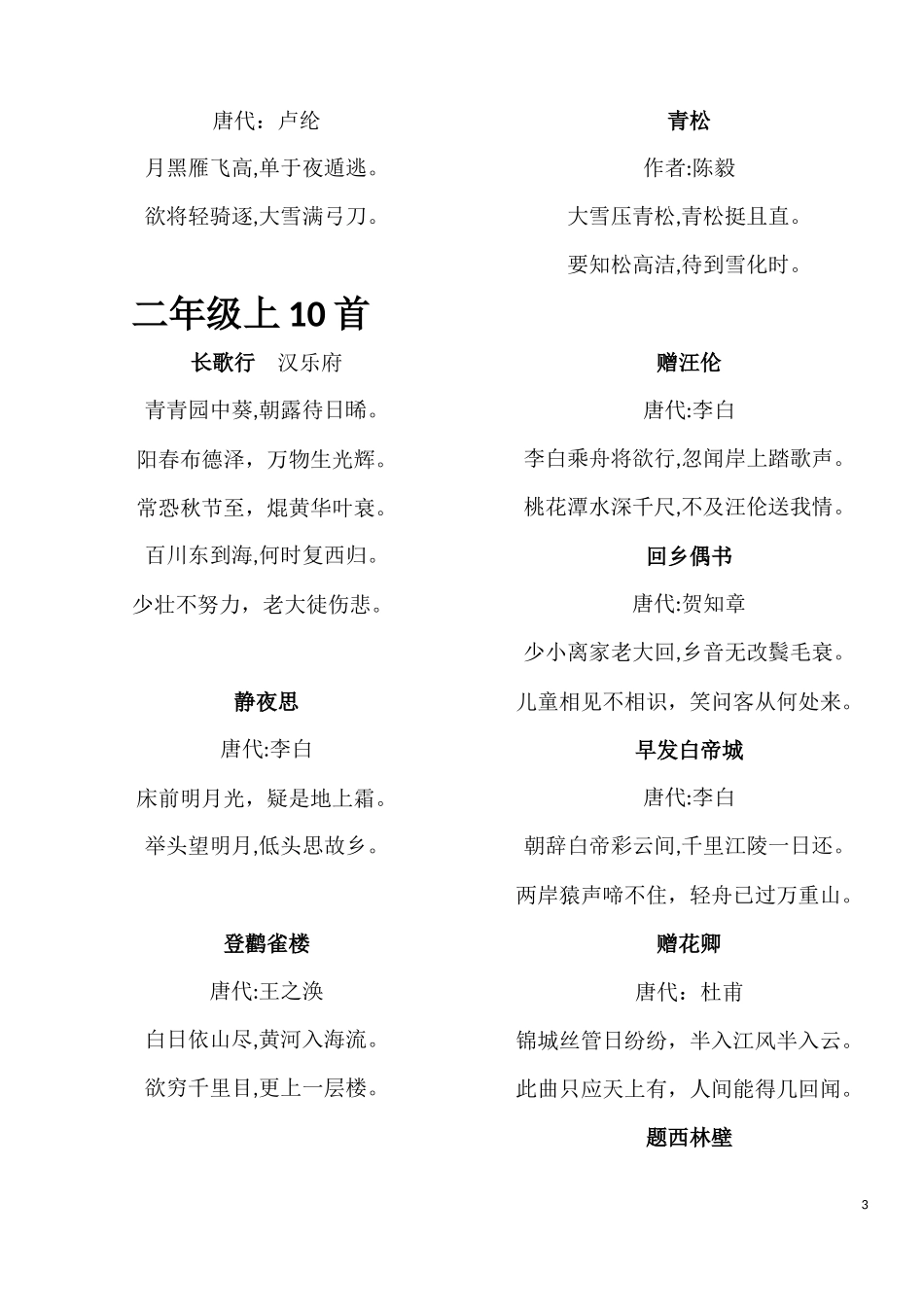 2024年连云港小学生必背经典诗词首_第3页