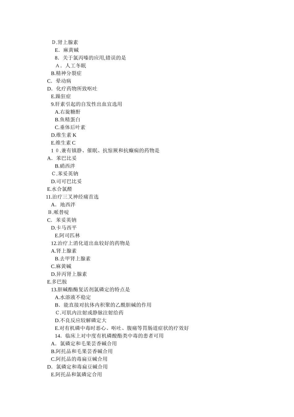 2024年临床执业助理医师药理学模拟试题_第2页