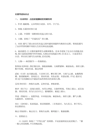 2024年名著导读知识点