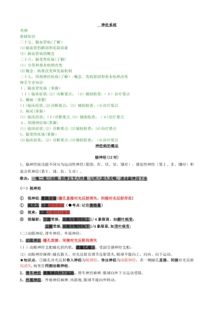 2024年内科主治医师考试神经系统