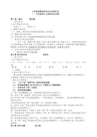 2024年七年级各科知识点归纳