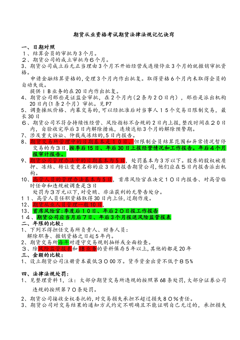 2024年期货从业资格考试期货法律法规记忆诀窍_第1页