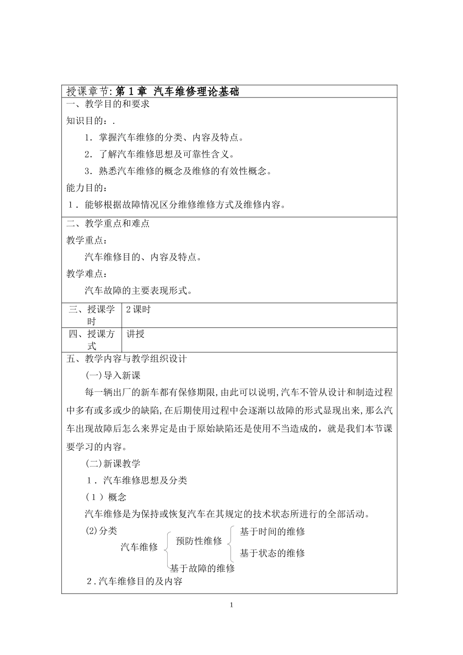 2024年汽车维修工程教案_第2页