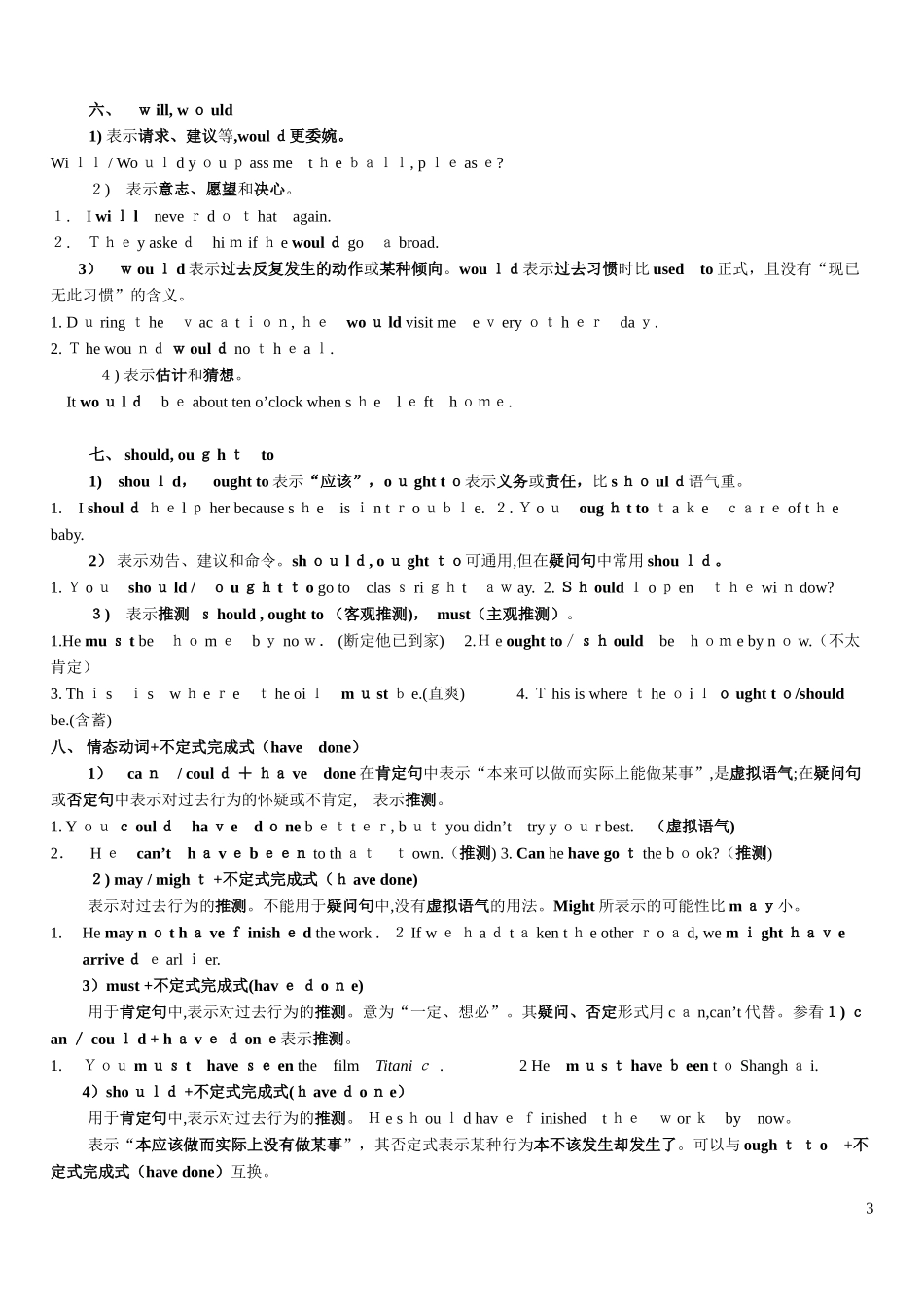 2024年情态动词用法归纳_第3页