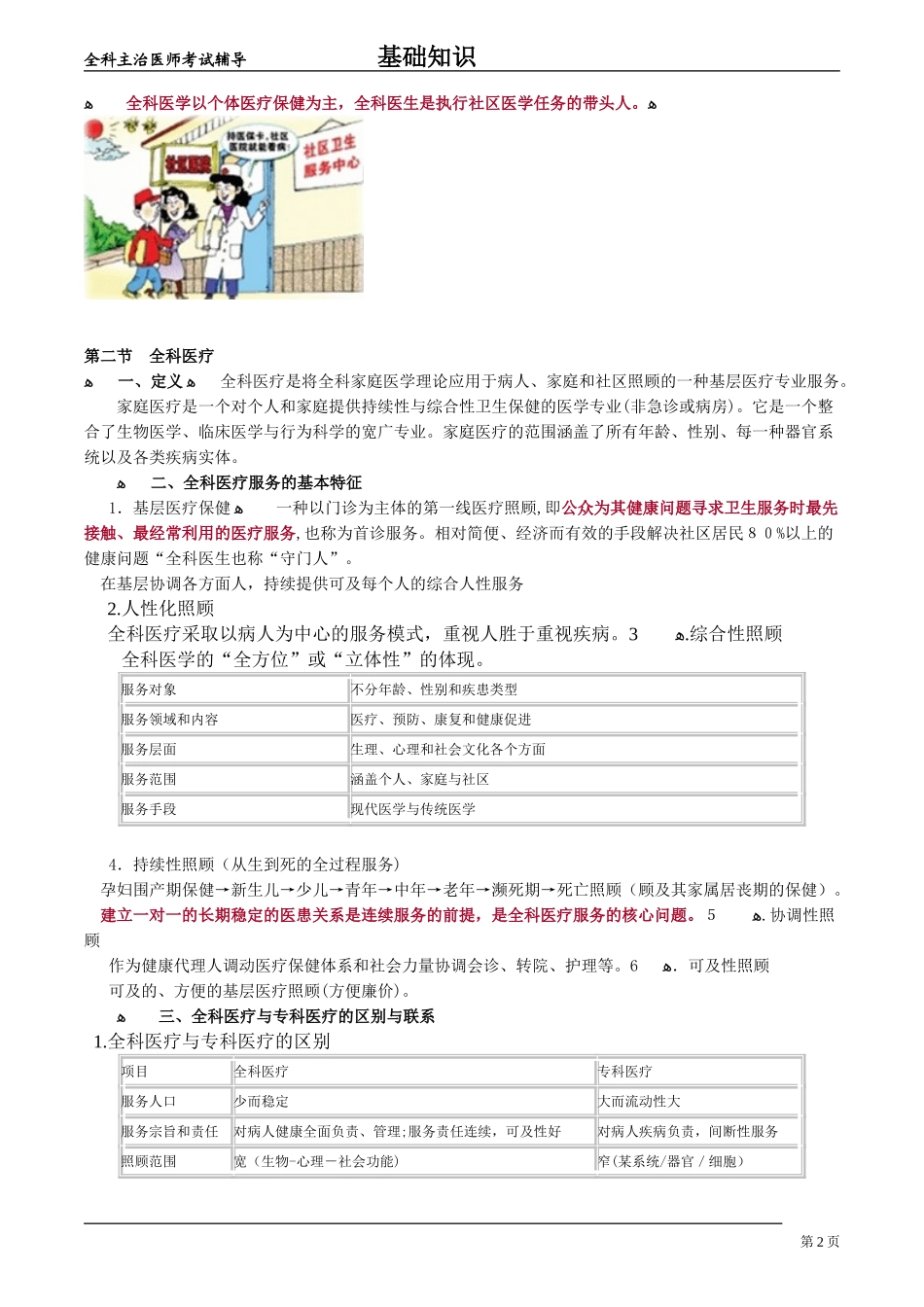 2024年全科主治医师基础知识全科医学概论_第2页