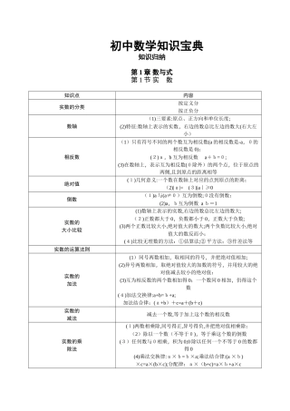 2024年人教版初中数学知识点总结归纳大全