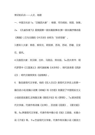 2024年人文地理常识知识点