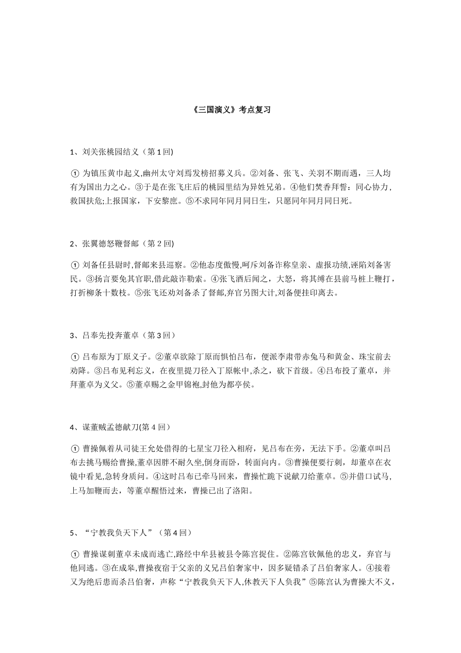 2024年三国演义考点总结_第1页