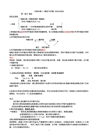 2024年生物必修三知识点考点总结