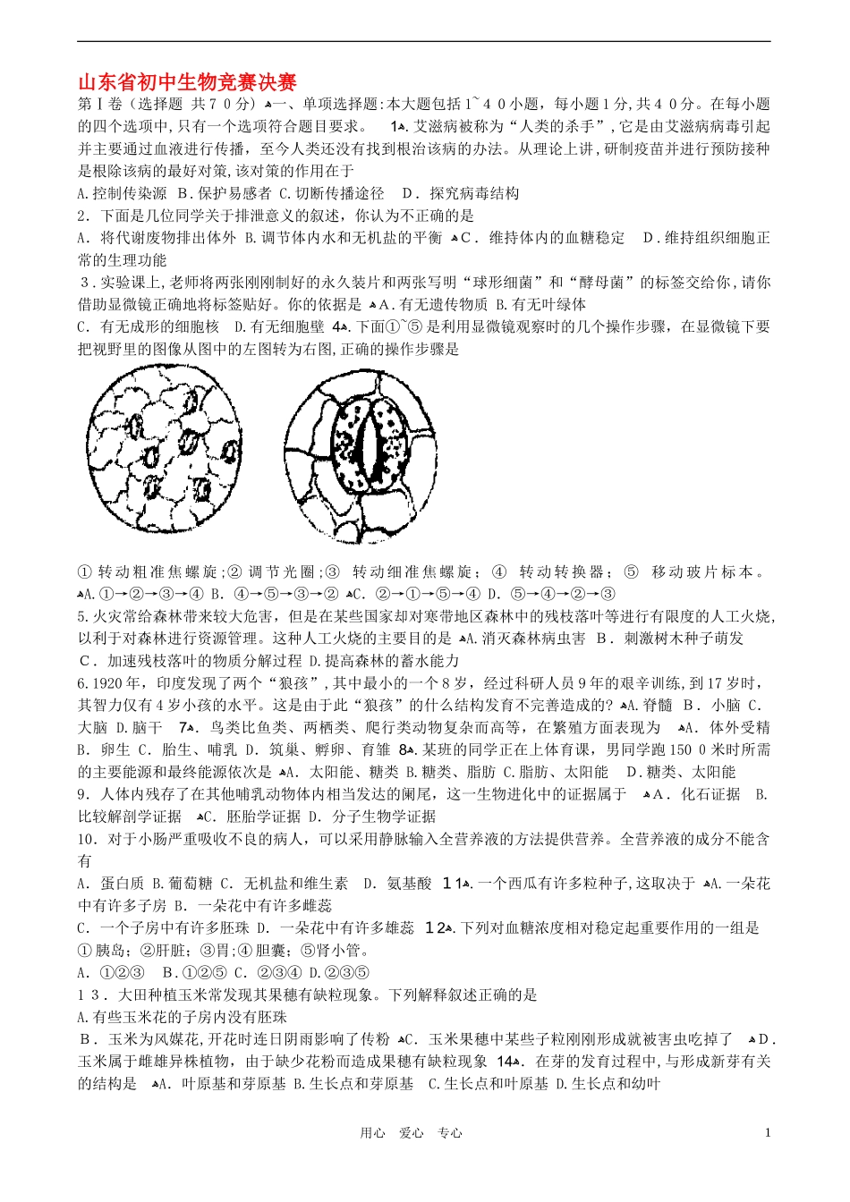 2024年生物竞赛决赛试题_第1页
