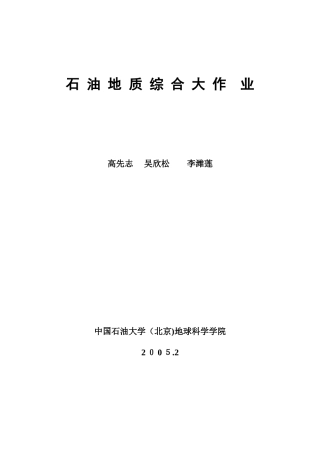 2024年石油地质综合大作业