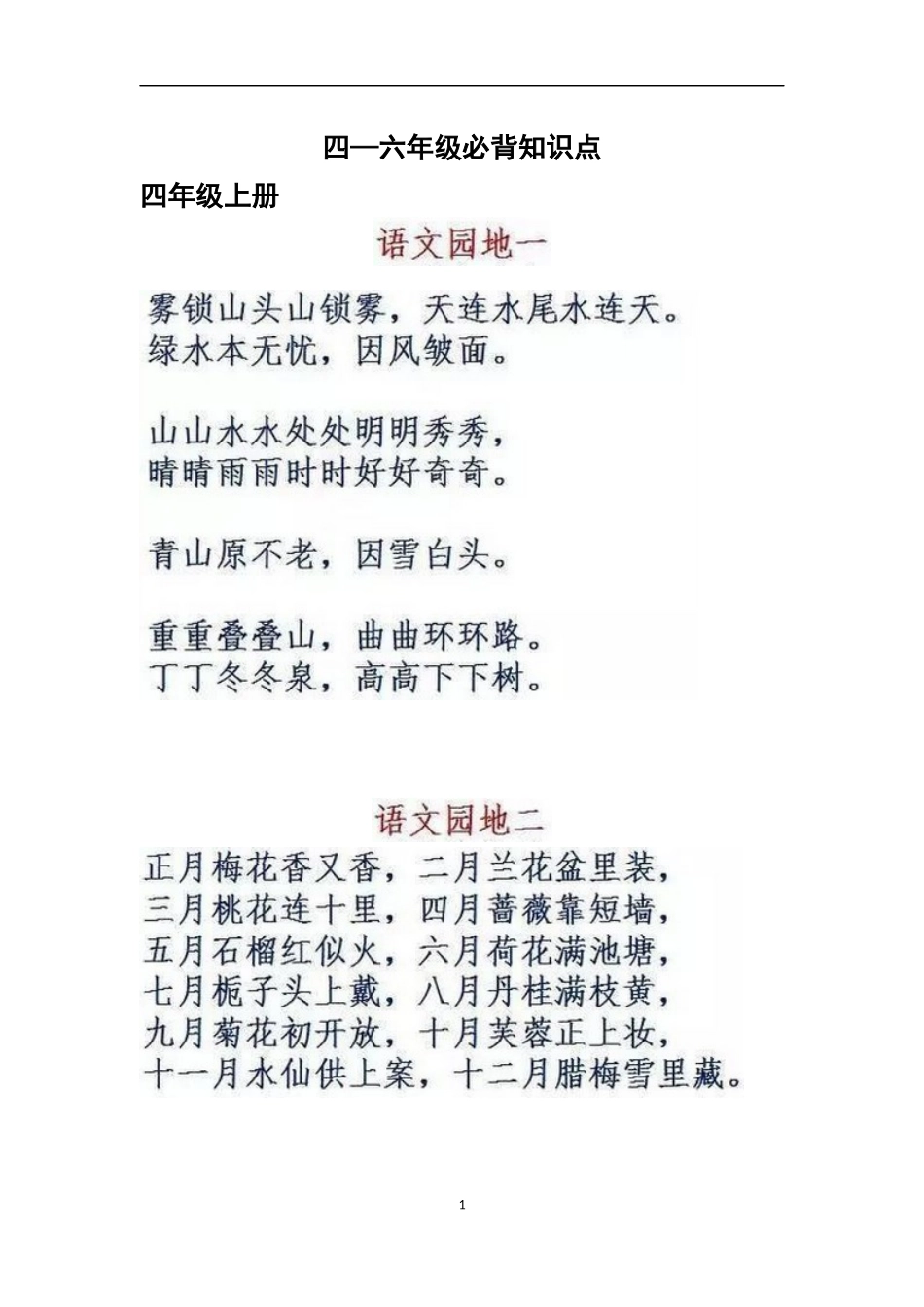 2024年四至六年级必背知识点_第1页