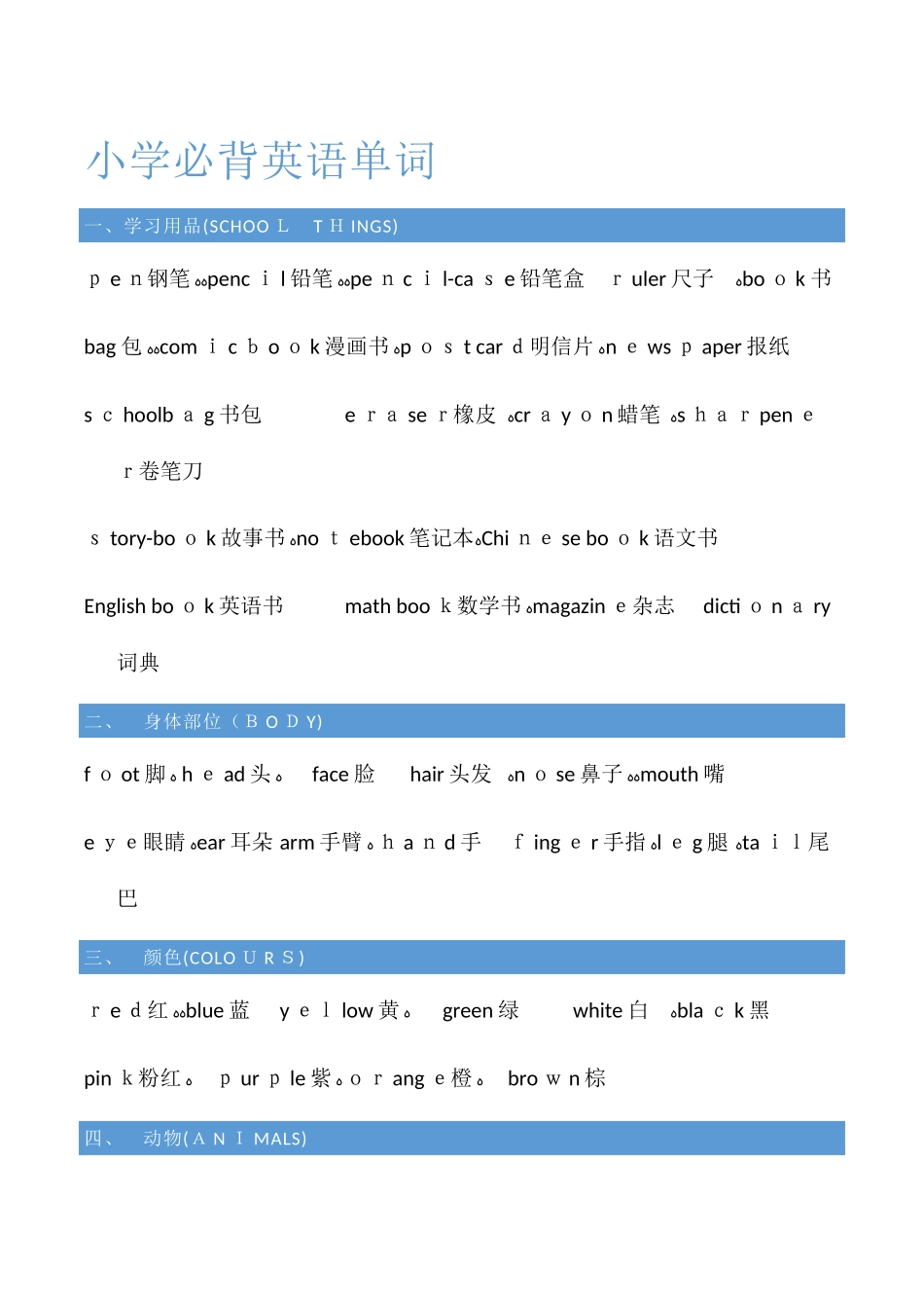 2024年苏州小学生必背英语单词_第1页