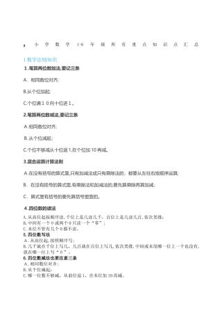 2024年所有数学知识点汇总