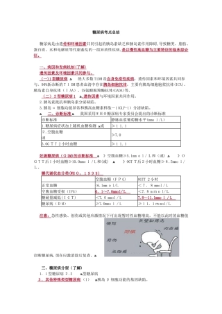 2024年糖尿病考点总结