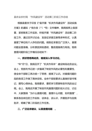 县农业农村局 “作风建设年”活动工作总结