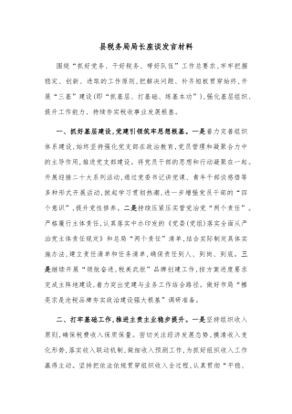 县税务局局长座谈发言材料