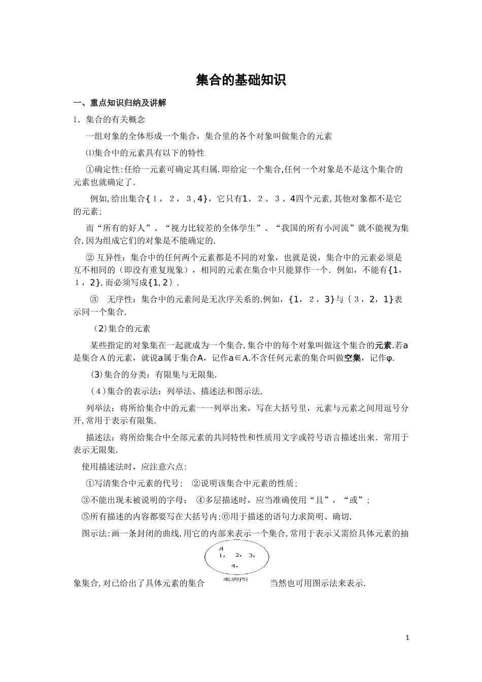 2024年完整版集合知识点归纳_第1页