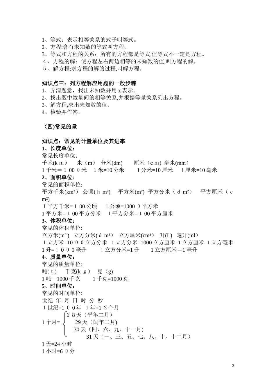 2024年完整版六年级数学总复习知识点梳理_第3页