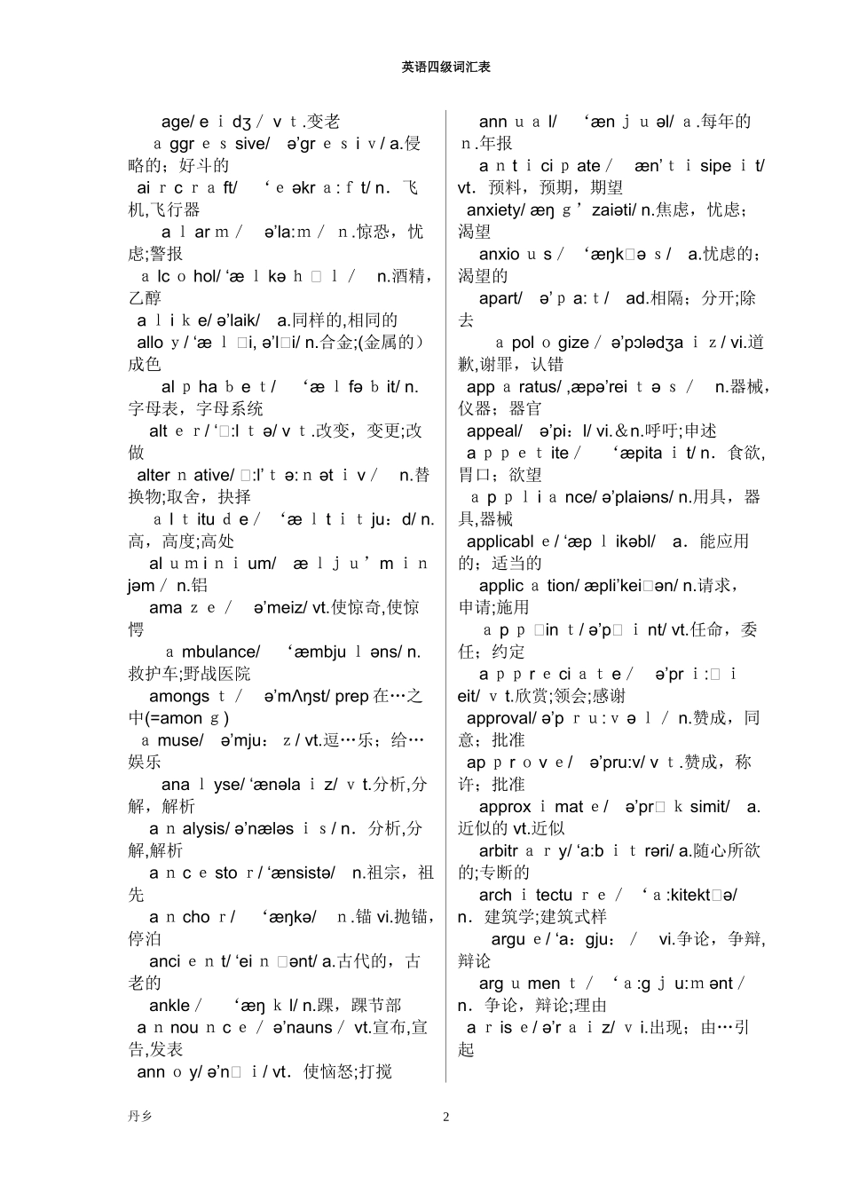 2024年完整版英语四级单词大全_第2页