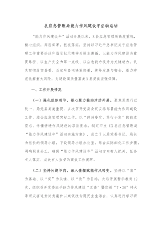 县应急管理局能力作风建设年活动总结