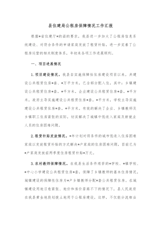 县住建局公租房保障情况工作汇报