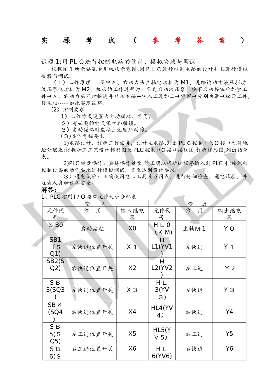 2024年维修电工技师实操考题和参考答案解析_第1页