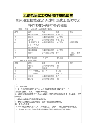 2024年无线电调试工技师实际操作技能试卷