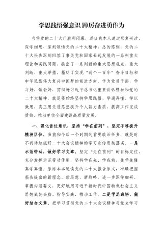 学思践悟强意识 踔厉奋进勇作为